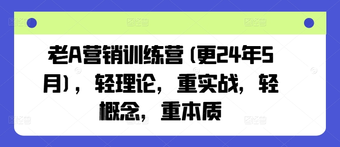 老A营销训练营(更24年12月)，轻理论，重实战，轻概念，重本质-财虎网络科技