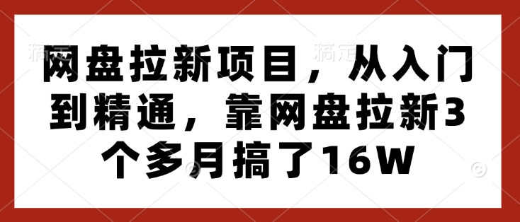 网盘拉新项目,从入门到精通,靠网盘拉新3个多月搞了16W-财虎网络科技