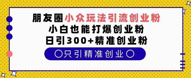朋友圈小众玩法引流创业粉，小白也能打爆创业粉，日引300+精准创业粉【揭秘】-财虎网络科技
