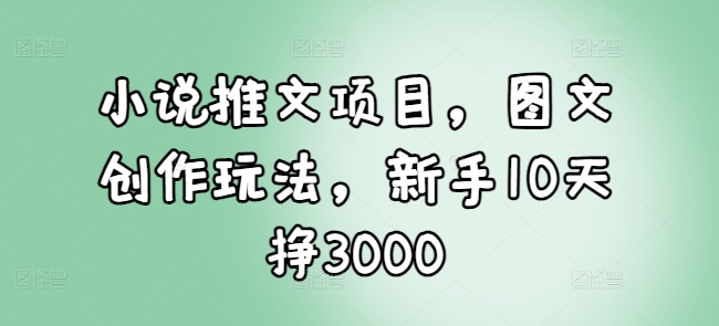 小说推文项目，图文创作玩法，新手10天挣3000-财虎网络科技