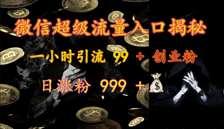 微信超级流量入口揭秘：一小时引流 99 + 创业粉，日涨粉 999 +-财虎网络科技