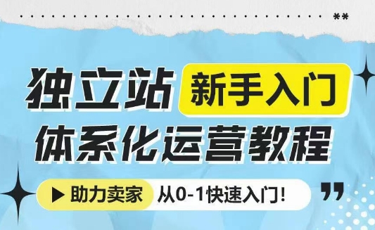 独立站新手入门体系化运营教程,助力独立站卖家从0-1快速入门!-财虎网络科技