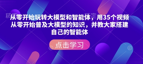 从零开始玩转大模型和智能体，​用35个视频从零开始普及大模型的知识，并教大家搭建自己的智能体-财虎网络科技
