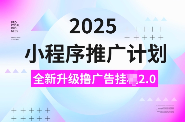 2025小程序推广计划，撸广告挂JI3.0玩法，日均5张【揭秘】-财虎网络科技
