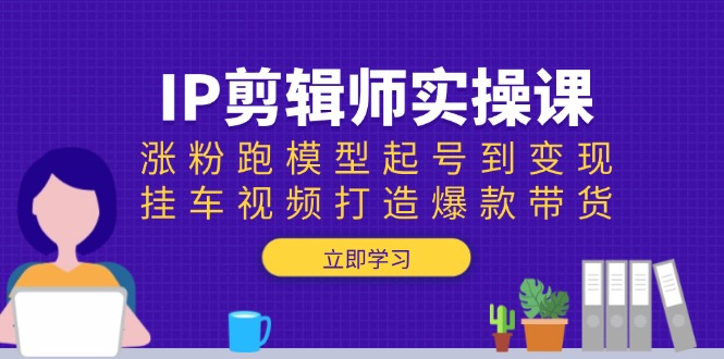 IP剪辑师实操课：涨粉跑模型起号到变现，挂车视频打造爆款带货-财虎网络科技