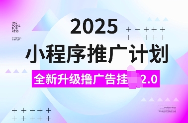 2025小程序推广计划，全新升级撸广告挂JI2.0玩法，日入多张，小白可做【揭秘】-财虎网络科技