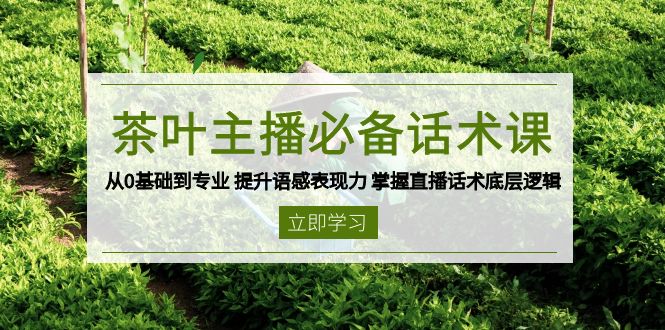 茶叶 主播必备话术课 从0基础到专业 提升语感表现力 掌握直播话术底层逻辑-财虎网络科技