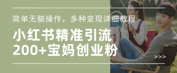 小红书混剪日引200+宝妈创业粉,简单无脑操作,多种变现详细教程-财虎网络科技