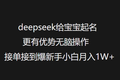 deepseek给宝宝起名更有优势无脑操作接单接到爆新手小白月入1W+-财虎网络科技