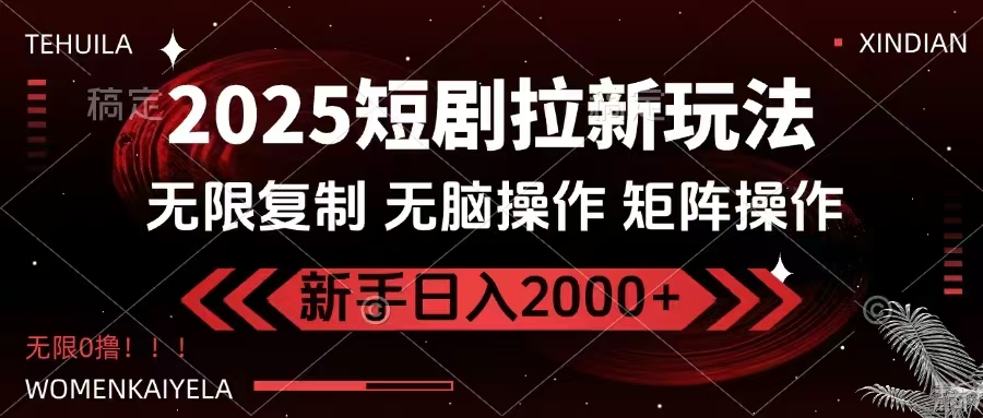 2025短剧拉新玩法，无需注册登录，无限0撸，无脑批量操作日入2000+-财虎网络科技