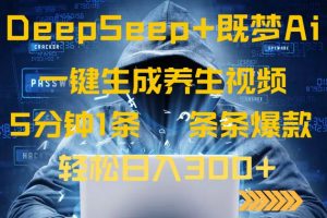DeepSeek+既梦Ai生成养生视频，5分钟一条，条条爆款，轻松日入300+-财虎网络科技