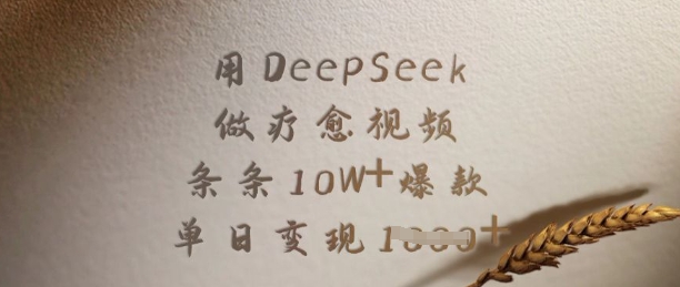 用DeepSeek做疗愈视频,条条10W+爆款,单日变现多张-财虎网络科技