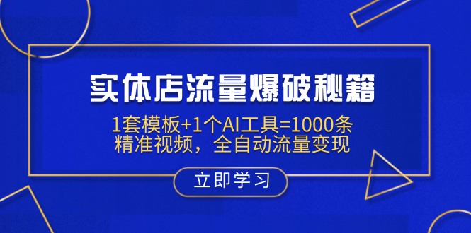 实体店流量爆破秘籍：1套模板+1个AI工具=1000条精准视频，全自动流量变现-财虎网络科技