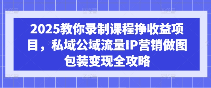 2025教你录制课程挣收益项目，私域公域流量IP营销做图包装变现全攻略-财虎网络科技