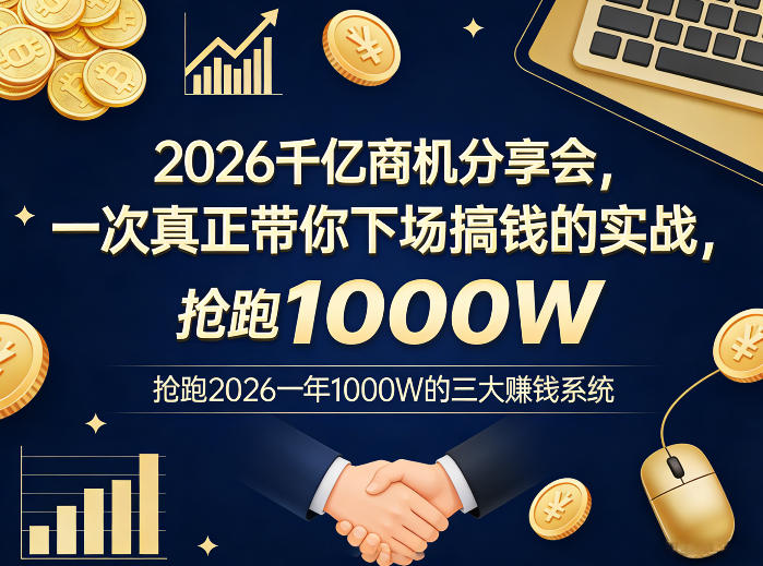 2026千亿商机分享会，一次真正带你下场搞钱的实战，抢跑2026一年1000W的三大賺钱系统-财虎网络科技