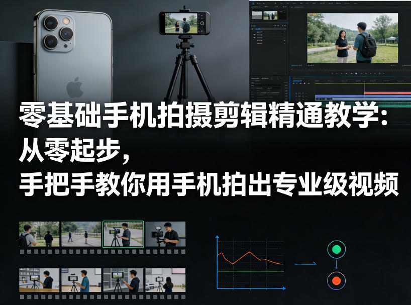 零基础手机拍摄剪辑精通教学：从零起步，手把手教你用手机拍出专业级视频-财虎网络科技