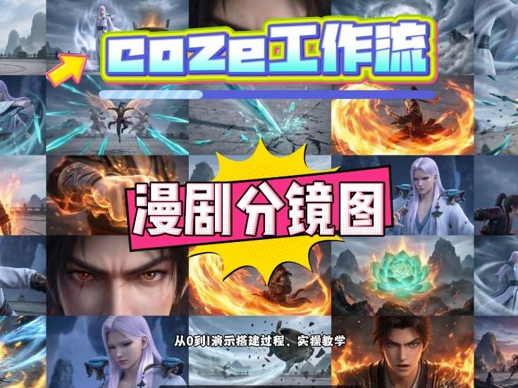 通过Coze工作流，制作《动漫分镜图》，两分钟制作完成25宫格分镜图，从0到1演示搭建过程，实操教学-财虎网络科技