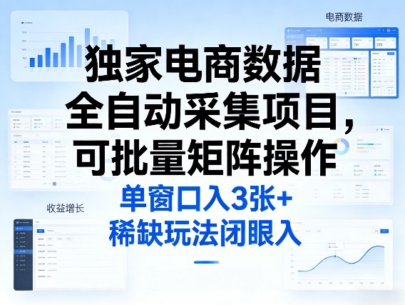 独家电商数据全自动采集项目，可批量矩阵操作，单窗口日入3张+，稀缺玩法闭眼入【揭秘】-财虎网络科技