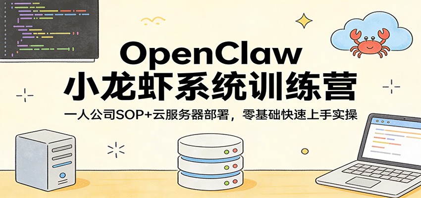 OpenClaw小龙虾系统训练营：一人公司SOP，云服务器部署，零基础快速上手实操-财虎网络科技
