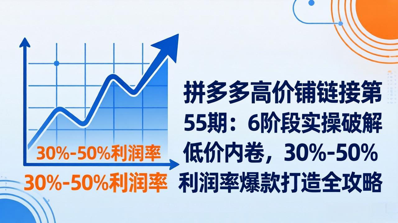 拼多多高价铺链接第55期：6阶段实操破解低价内卷，30%-50%利润率爆款打造全攻略-财虎网络科技