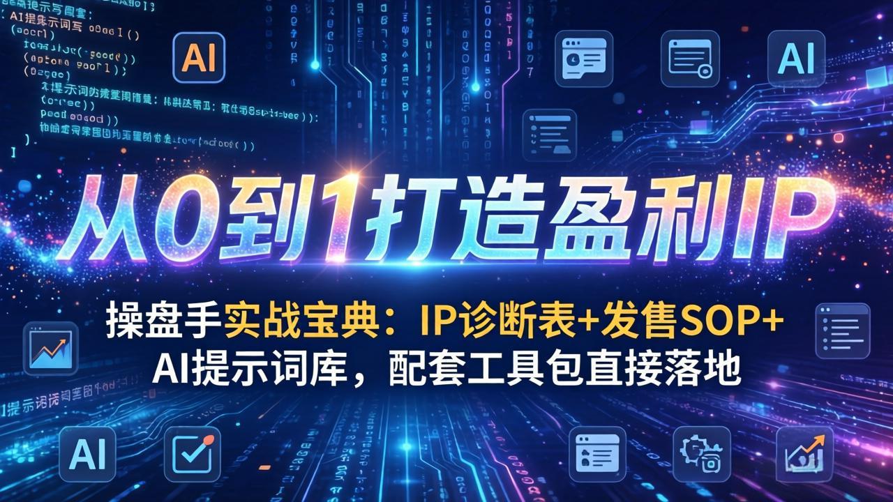 操盘手实战宝典：IP诊断表+发售SOP+AI提示词库，配套工具包直接落地，从0到1打造盈利IP-财虎网络科技