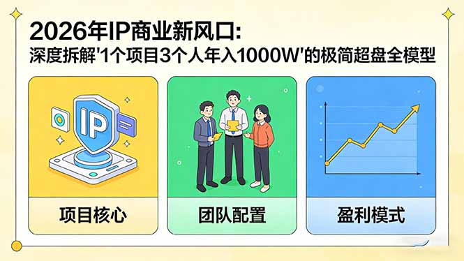 2026年IP商业新风口：深度拆解“1个项目3个人年入1000W”的极简超盘全模型-财虎网络科技