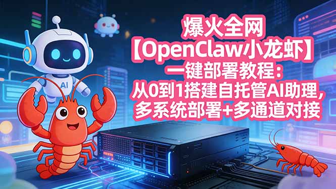 爆火全网【OpenClaw 小龙虾】一键部署教程：从0到1搭建自托管AI助理，多系统部署+多通道对接-财虎网络科技