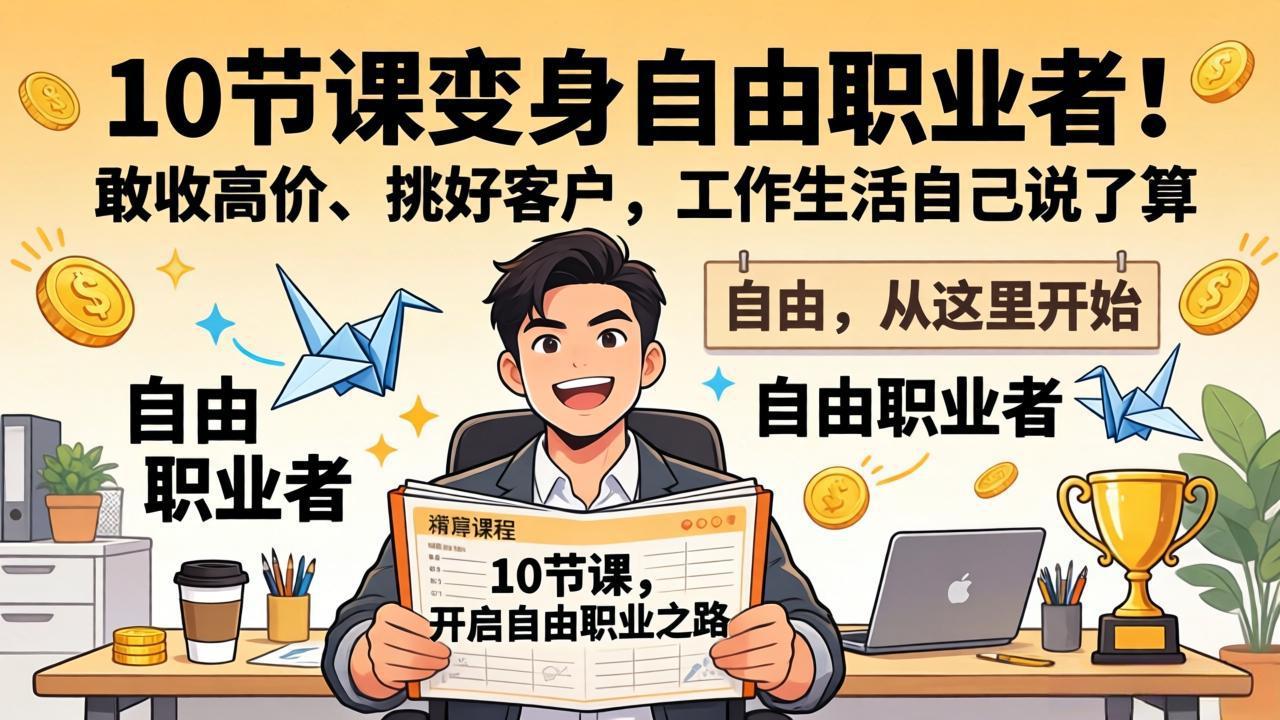 10 节课变身自由职业者！敢收高价、挑好客户，工作生活自己说了算-财虎网络科技