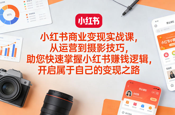 小红书商业变现实战课，从运营到摄影技巧，助您快速掌握小红书賺钱逻辑，开启属于自己的变现之路-财虎网络科技