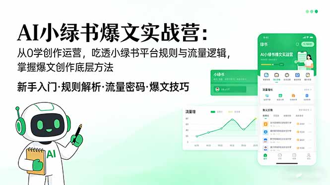AI 小绿书爆文实战营：从0学创作运营，吃透小绿书平台规则与流量逻辑，掌握爆文创作底层方法-财虎网络科技