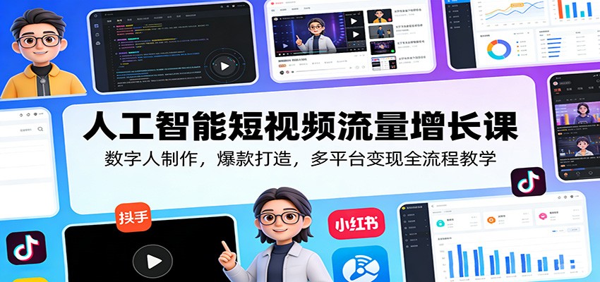 人工智能短视频流量增长课：数字人制作，爆款打造，多平台变现全流程教学-财虎网络科技