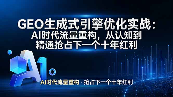 GEO 生成式引擎优化实战：AI时代流量重构，从认知到精通抢占下一个十年红利-财虎网络科技