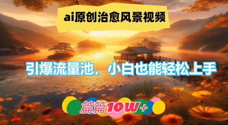 ai原创治愈风景视频，引爆流量池，小白也能轻松上手，篇篇10w+【揭秘】-财虎网络科技