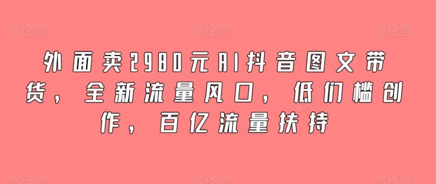 外面卖2980元AI抖音图文带货，全新流量风口，低们槛创作，百亿流量扶持-财虎网络科技