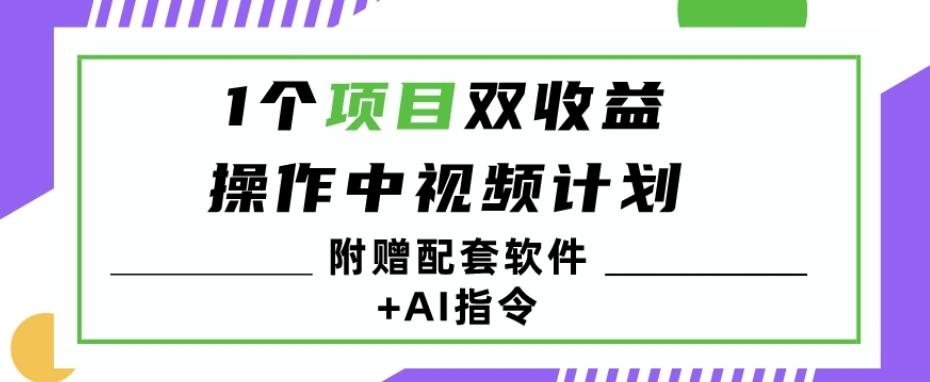 1个项目双收益?操作中视频计划1天最高3100+收益?(附赠配套软件+AI指令)