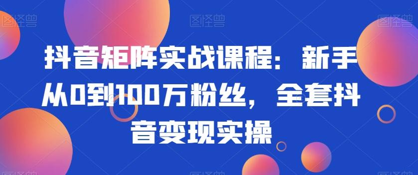 抖音矩阵实战课程：新手从0到100万粉丝，全套抖音变现实操-财虎网络科技