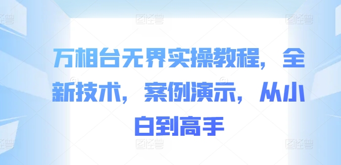 万相台无界实操教程,全新技术,案例演示,从小白到高手-财虎网络科技