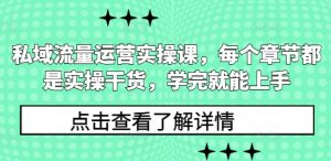 私域流量运营实操课，每个章节都是实操干货，学完就能上手-财虎网络科技