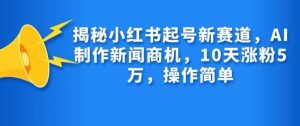 揭秘小红书起号新赛道，AI制作新闻商机，10天涨粉1万，操作简单-财虎网络科技