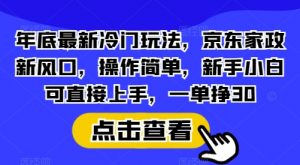 年底最新冷门玩法，京东家政新风口，操作简单，新手小白可直接上手，一单挣30【揭秘】-财虎网络科技