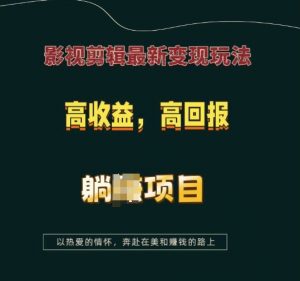 影视剪辑最新变现玩法，高收益，高回报，躺Z项目【揭秘】-财虎网络科技