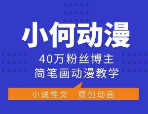 小何动漫简笔画动漫教学，40万粉丝博主课程，可做伙伴计划、分成计划、接广告等-财虎网络科技