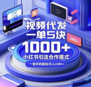 视频代发，一单5块，小红书引流合作模式，一部手机轻松日入多张【揭秘】-财虎网络科技