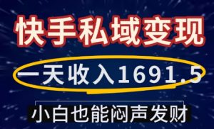一天收入1691.5，快手私域变现，小白也能闷声发财-财虎网络科技