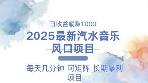 2025最新汽水音乐躺赚项目 每天几分钟 日入1000＋-财虎网络科技