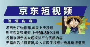 京东短视频带货课，无需自己拍摄剪辑，保姆式教学，两天快速上手-财虎网络科技