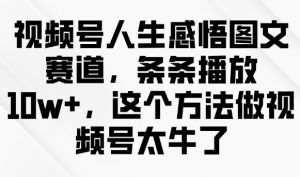 视频号人生感悟图文赛道,条条播放10w+,这个方法做视频号太牛了-财虎网络科技