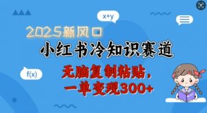 2025新风口,小红书冷知识赛道,无脑复制粘贴,一单变现300+-财虎网络科技