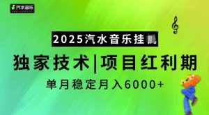 2025汽水音乐挂JI,独家技术,项目红利期,稳定月入5k【揭秘】-财虎网络科技