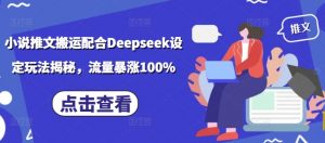 小说推文搬运配合Deepseek设定玩法揭秘，流量暴涨100%-财虎网络科技